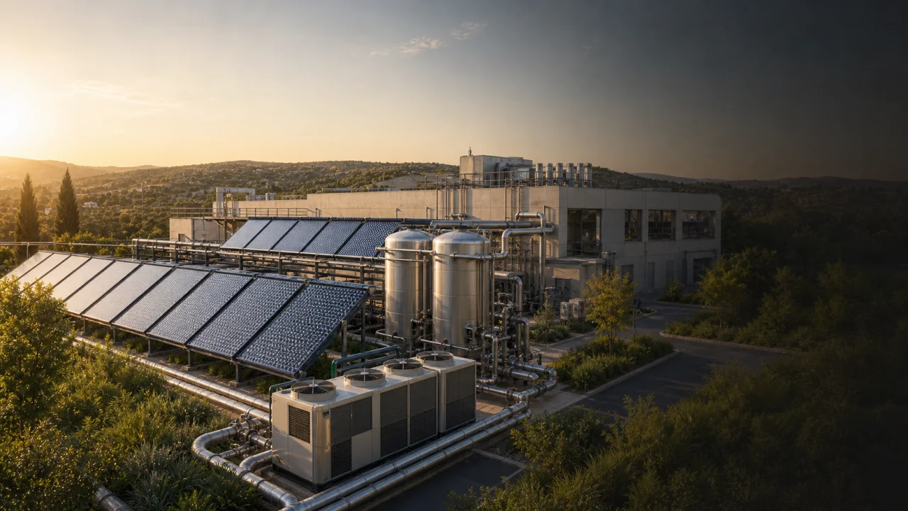 מתקן TIGI Solar בשעת שקיעה